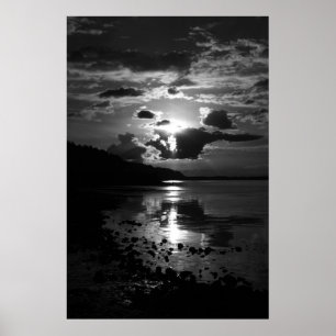 Impressão preto da arte do por do sol