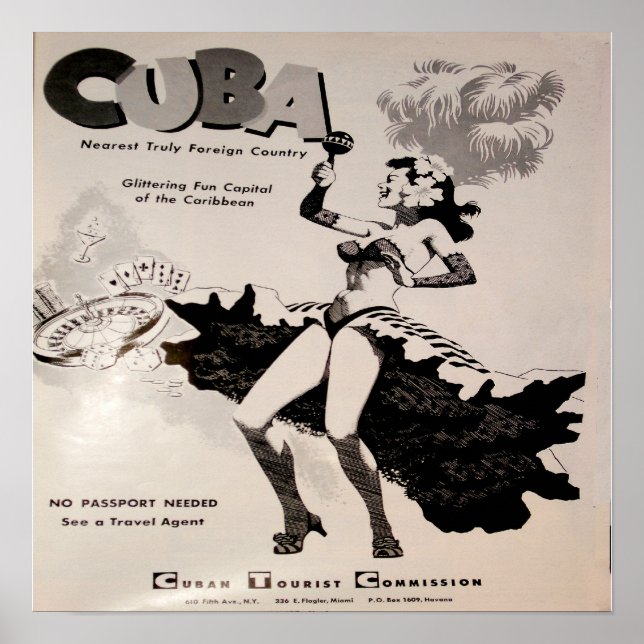 Impressão preto e branco de Cuba de 1950 (Frente)