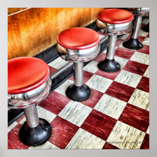 Impressão quadrado passado Checkered do poster