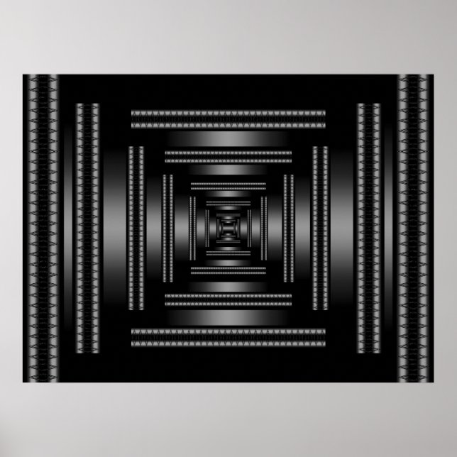 Impressão Retângulo Visão Preto Abstrato (Frente)