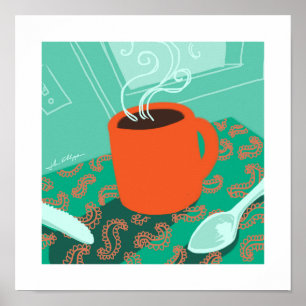 Impressão retro do copo de café