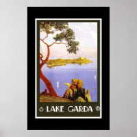 Impressão Retro Vintage Image Viagem Lake Garda