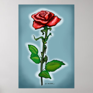 Impressão Rosa vermelha Solteiro