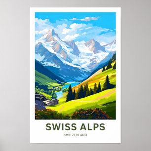Impressão Suiça de Viagem de Alpes Suíços