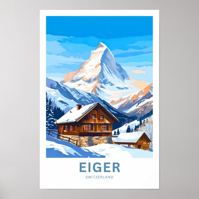 Impressão Suiça de Viagem de de Eiger (Frente)