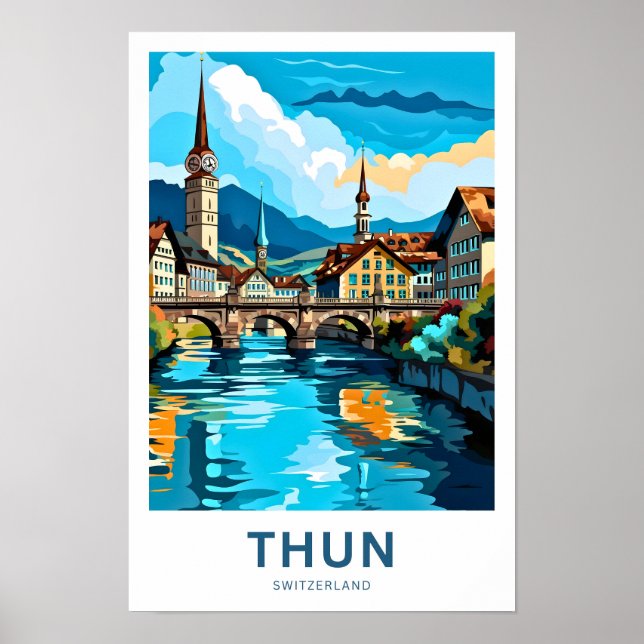 Impressão Suiça de Viagem do Thun (Frente)
