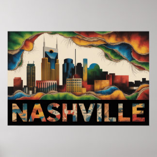 Impressão Surrealista da Silhueta de Nashville Ten