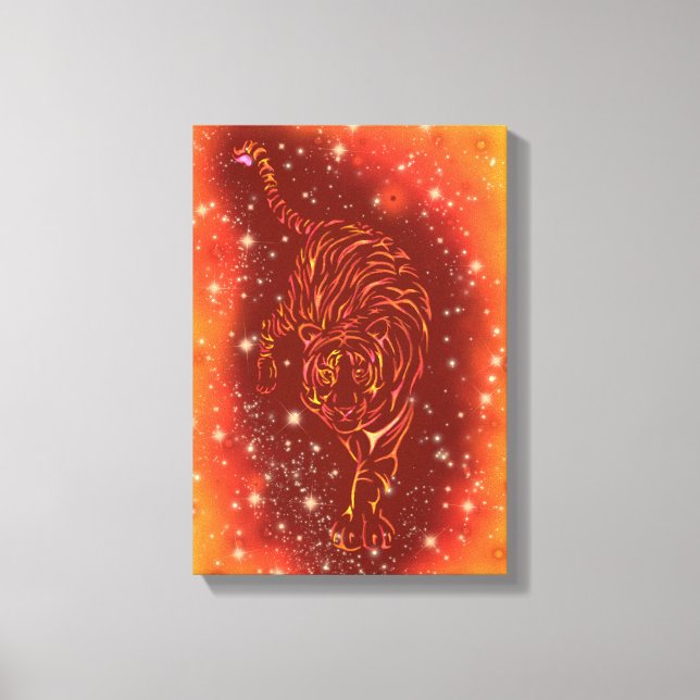 Impressão Tiger Canvas Em Execução Na Noite Estela (Frente)