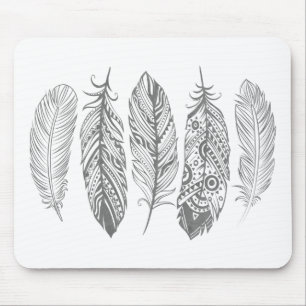 Impressão tribal Mousepad da pena cinzenta da