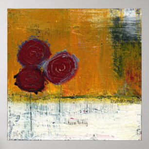 Impressão vermelho da arte do buquê floral por D