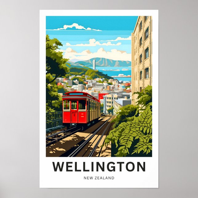 Impressão Viagem da Nova Zelândia Wellington (Frente)