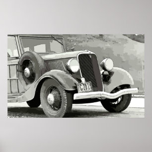 Impressão Vintage Auto Canvas