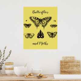 Impressão Vintage de Borboletas e Mariposas