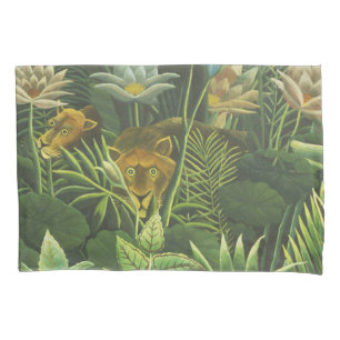 Impressão Vintage de Leão na Selva Tropical de Hen