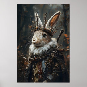 Impressão Vitoriana de Jackalope, Coelho Dark Acad