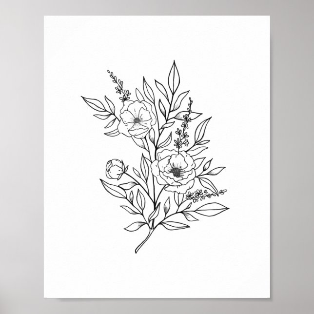 Impressão WALL ART | Impressão de Linha Floral de  (Frente)