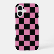 Impressão Xadrez Preto e Rosa
