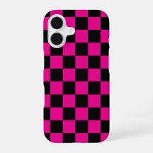 Impressão Xadrez Rosa Quente e Preto