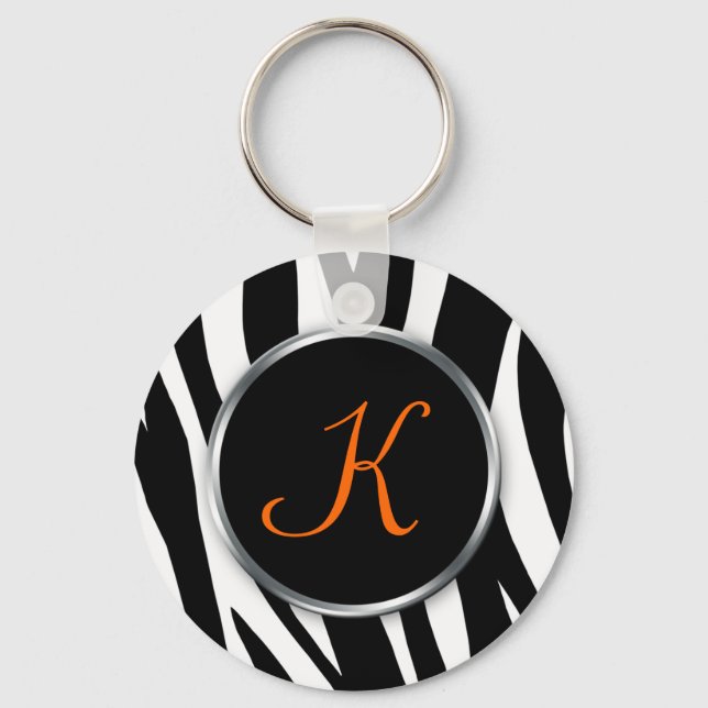 Impressão Zebra: Monograma Laranja: Chaveiro (Frente)