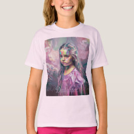 Impressionista Filha Retrato Rosa T-Shirt