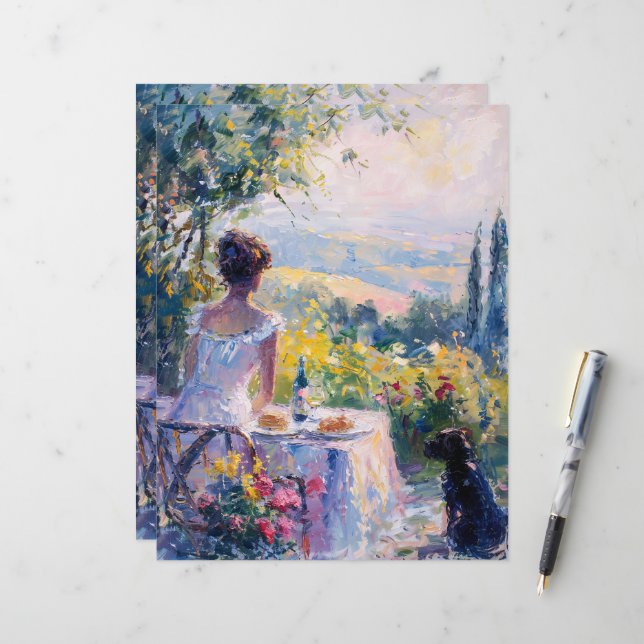 Impressionista Mulher em Papel Escrapbook Picônico (Frente/Verso In Situ)
