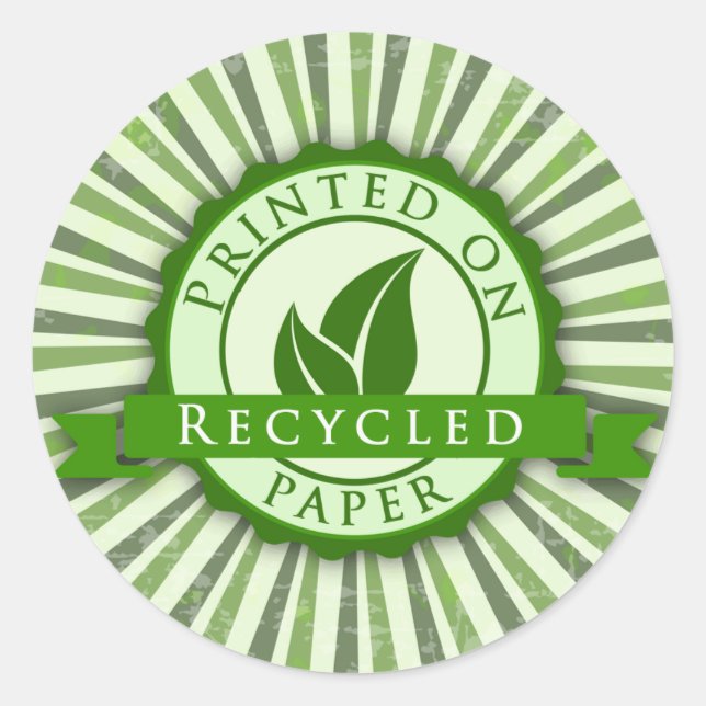 Impresso no Reciclado Papel brilhante adesivo redo (Frente)