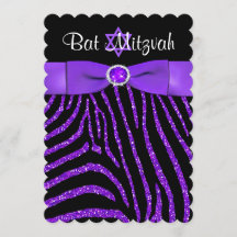 Impresso o convite 4 do Bat Mitzvah Glitter Zebra 