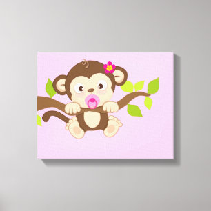 Impressões bonitos das canvas do macaco do bebé