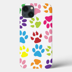 Impressões coloridas de pata de cachorro