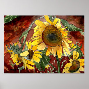 impressões da arte da flor dos girassóis