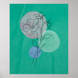 Impressões de arte da linha Flor, Arte da parede F