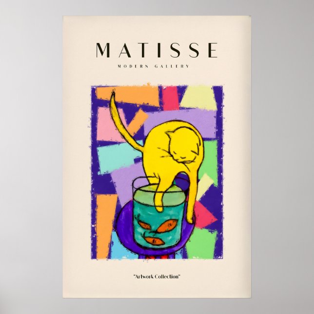 Impressões de Arte de Matisse - Gato Amarelo com A (Frente)