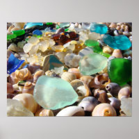 Impressões de Arte de Vidro do Mar Azul Águas Cost