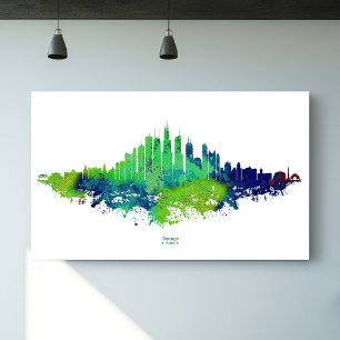 Impressões de Arte em Aquarela da Silhueta de Chic