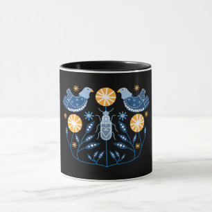 Impressões de Arte Folclórica Escandinava   Caneca