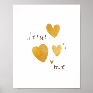 Impressões de Jesus me ama Pôsteres corações digit