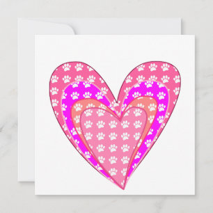 Impressões de Patas de Cachorro e Corações Rosas