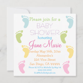 Impressões de Pé Bebês Convites para Chuveiro Bebê