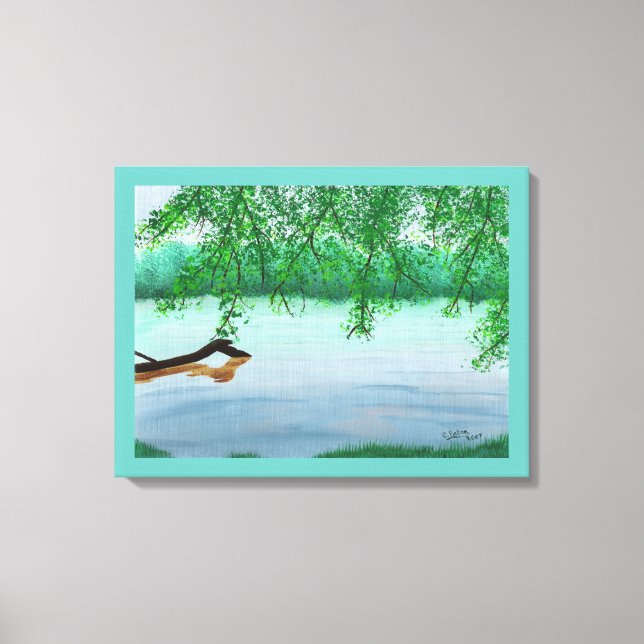 Impressões de pintura de cena de rio com tronco fl (Frente)