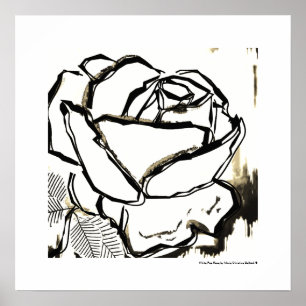 Impressões de Poster de Arte Branca de Rosa Elega