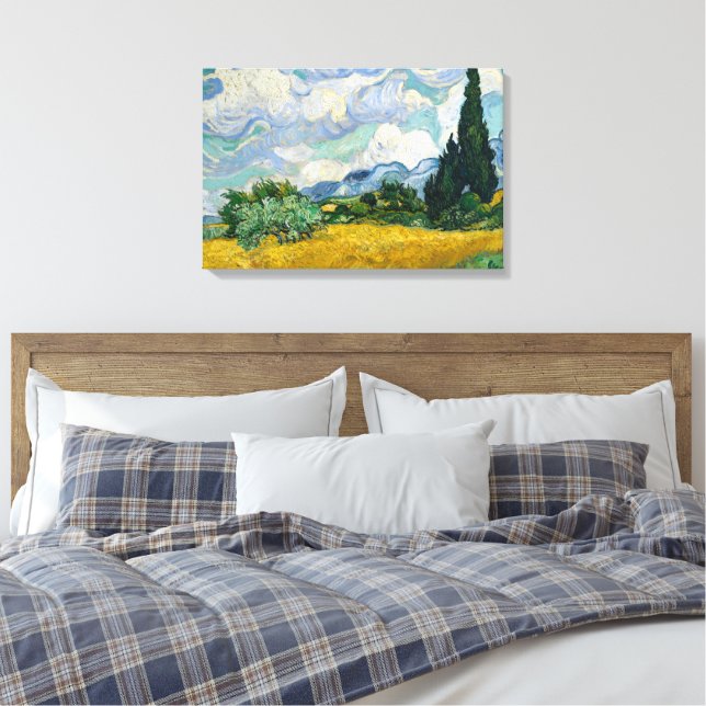 Impressões em Tela Campo de Trigo com Ciprestes (Insitu(Quarto))