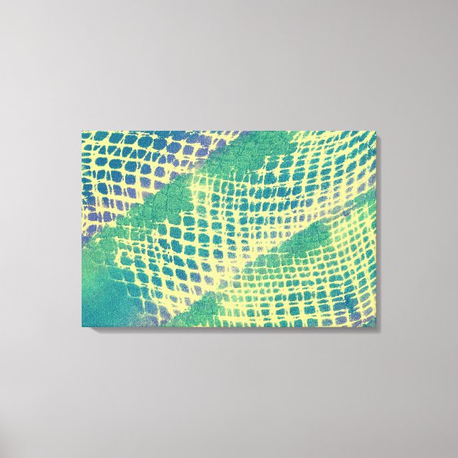 Impressões em Tela com Padrão Abstrato Azul Verde  (Frente)
