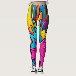 Impressões Negros, Ajustados Suaves - Leggings na