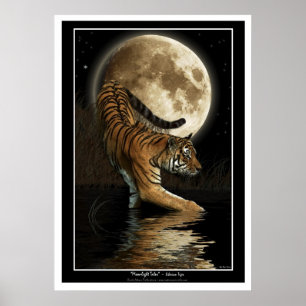 Impressões & posters da arte do tigre & da lua de