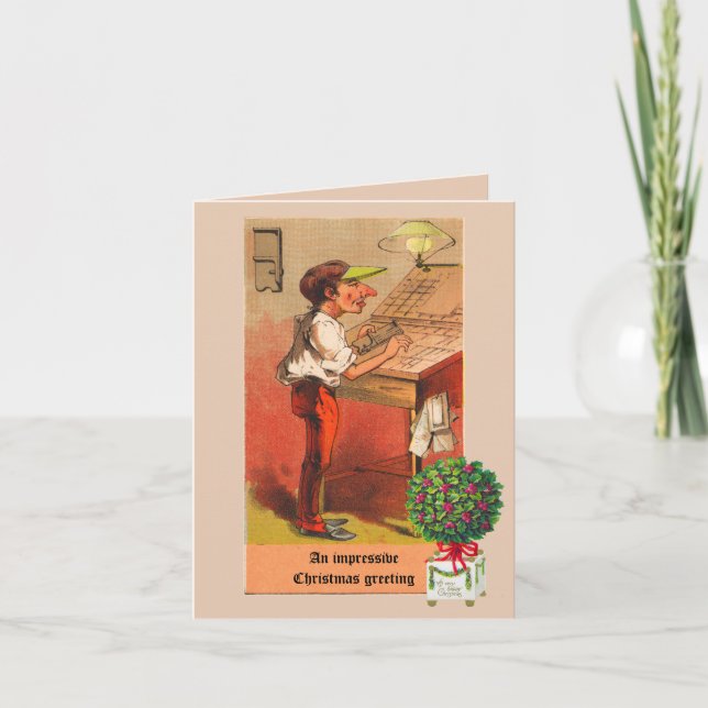 Impressora em quadrinhos com cartão de Natal com l (Frente)