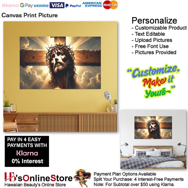 Imprimir Imagem de Jesus Canvas 11 (Jesus Cross Clouds Biblical Spiritual Canvas Print Picture 11.)