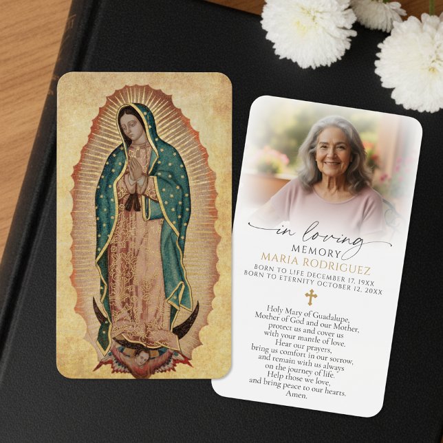 In Loving Memory Guadalupe Photo Prayer Card (Criador carregado)