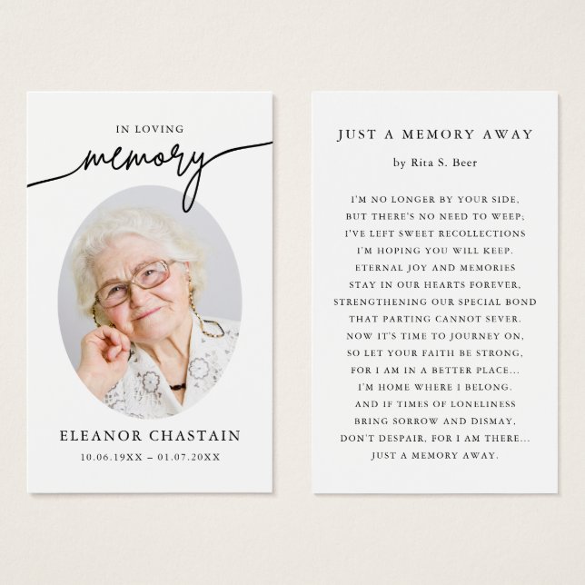 In Loving Memory Minimalist Photo Sympathy Cards (Frente & Verso)