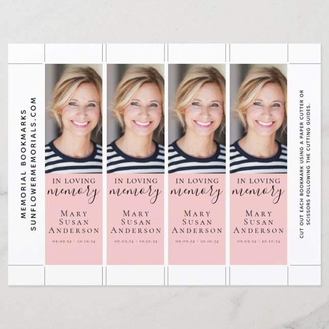 In Loving Memory Photo Memorial Bookmark (Frente)