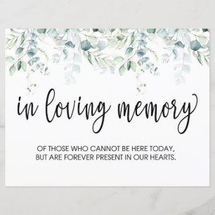 In Loving Memory Sign - Casamento Eucalyptus